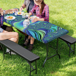 Blue Fractal Print Picnic Table Cover