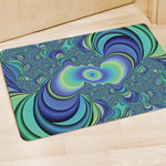 Blue Fractal Print Polyester Doormat