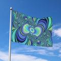 Blue Fractal Print Polyester Flag