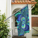 Blue Fractal Print Polyester Flag