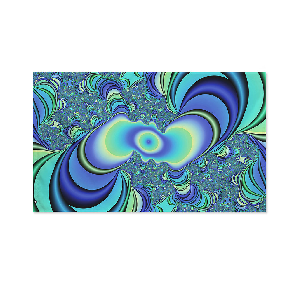 Blue Fractal Print Polyester Flag