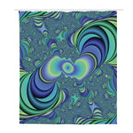 Blue Fractal Print Polyester Shower Curtain