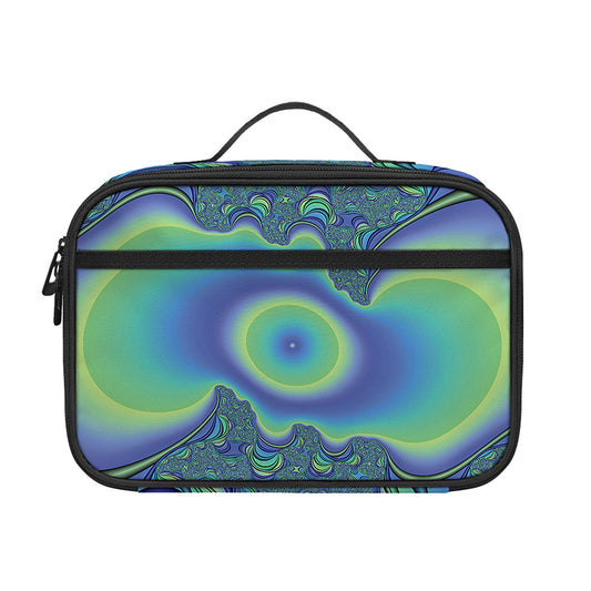 Blue Fractal Print Portable Lunch Bag