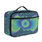 Blue Fractal Print Portable Lunch Bag