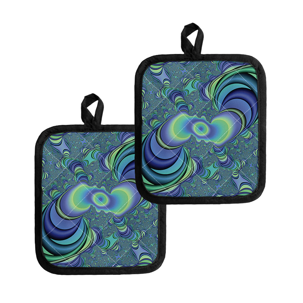 Blue Fractal Print Pot Holders