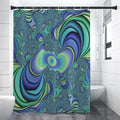 Blue Fractal Print Premium Shower Curtain