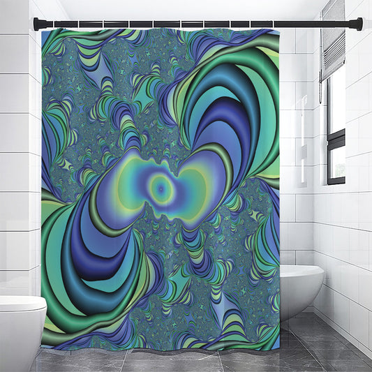 Blue Fractal Print Premium Shower Curtain