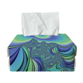 Blue Fractal Print Rectangle Tissue Box Cover