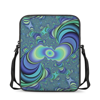 Blue Fractal Print Rectangular Crossbody Bag