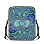 Blue Fractal Print Rectangular Crossbody Bag