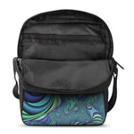 Blue Fractal Print Rectangular Crossbody Bag
