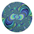 Blue Fractal Print Round Blanket