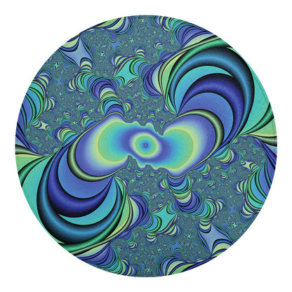 Blue Fractal Print Round Blanket