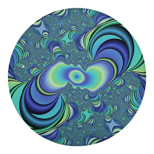 Blue Fractal Print Round Blanket