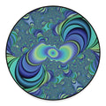 Blue Fractal Print Round Floor Mat