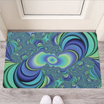 Blue Fractal Print Rubber Doormat