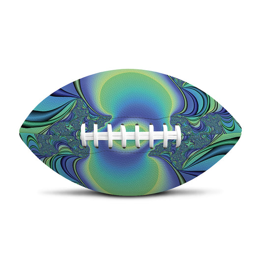 Blue Fractal Print Rugby Ball