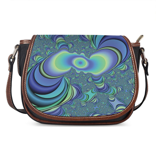 Blue Fractal Print Saddle Bag