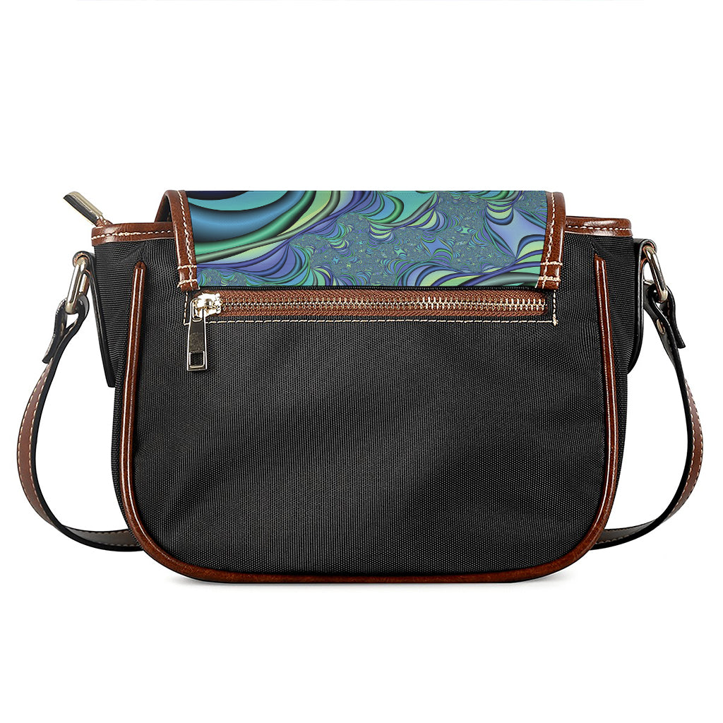 Blue Fractal Print Saddle Bag