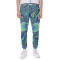 Blue Fractal Print Joggers