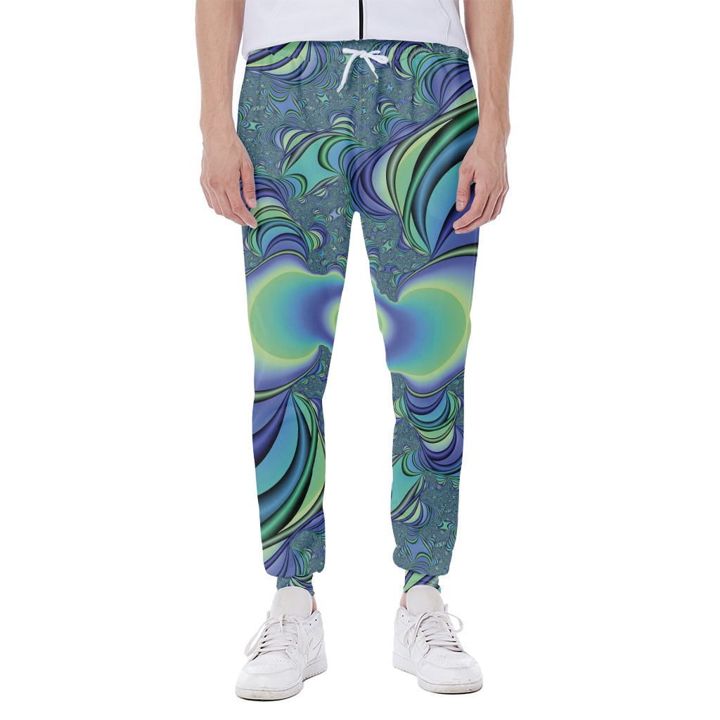 Blue Fractal Print Scuba Joggers
