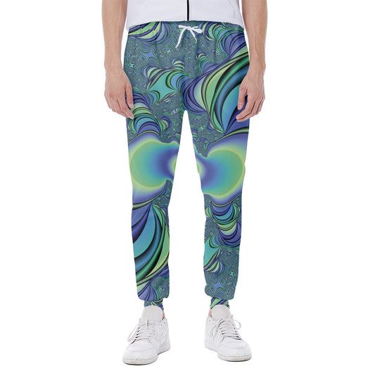 Blue Fractal Print Scuba Joggers