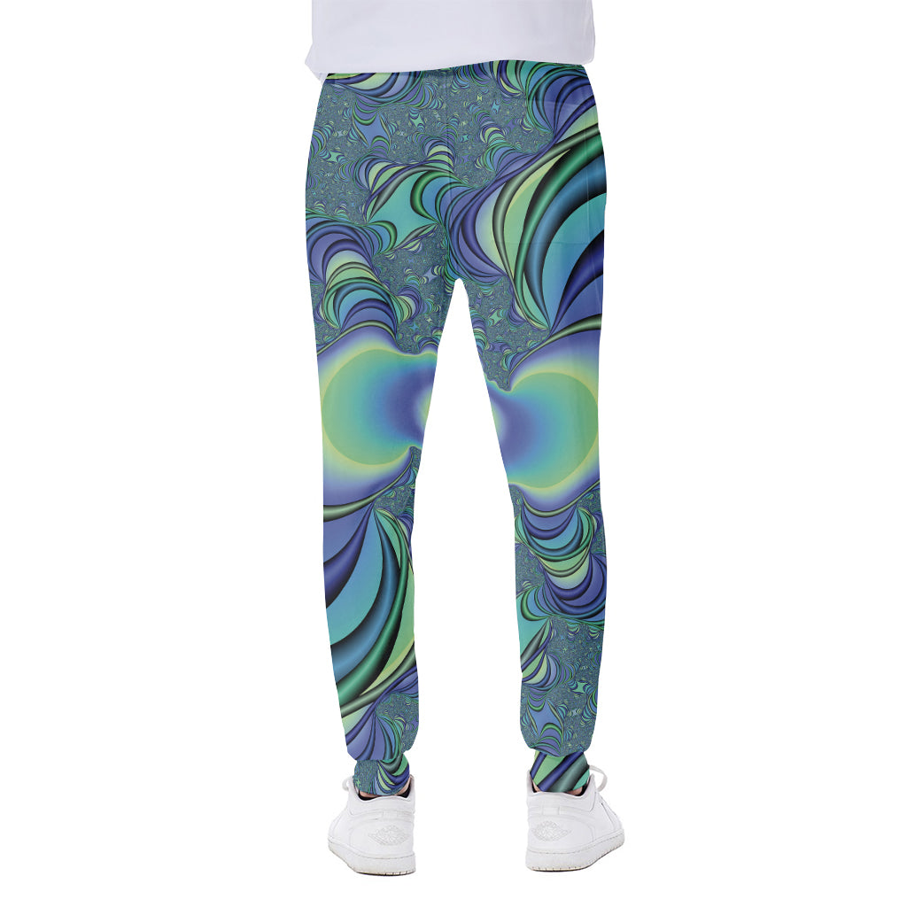 Blue Fractal Print Scuba Joggers