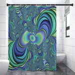 Blue Fractal Print Shower Curtain