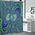 Blue Fractal Print Shower Curtain