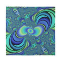 Blue Fractal Print Silk Bandana