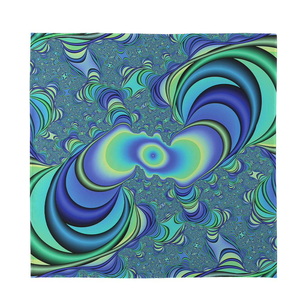Blue Fractal Print Silk Bandana
