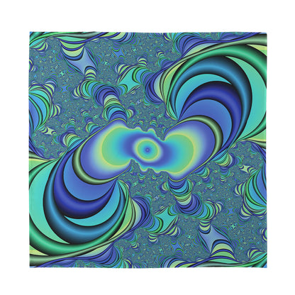 Blue Fractal Print Silk Bandana