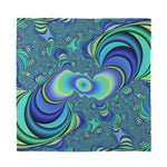 Blue Fractal Print Silk Bandana