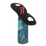 Blue Fractal Print Single Neoprene Wine Tote