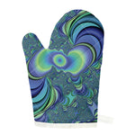 Blue Fractal Print Single Oven Mitt