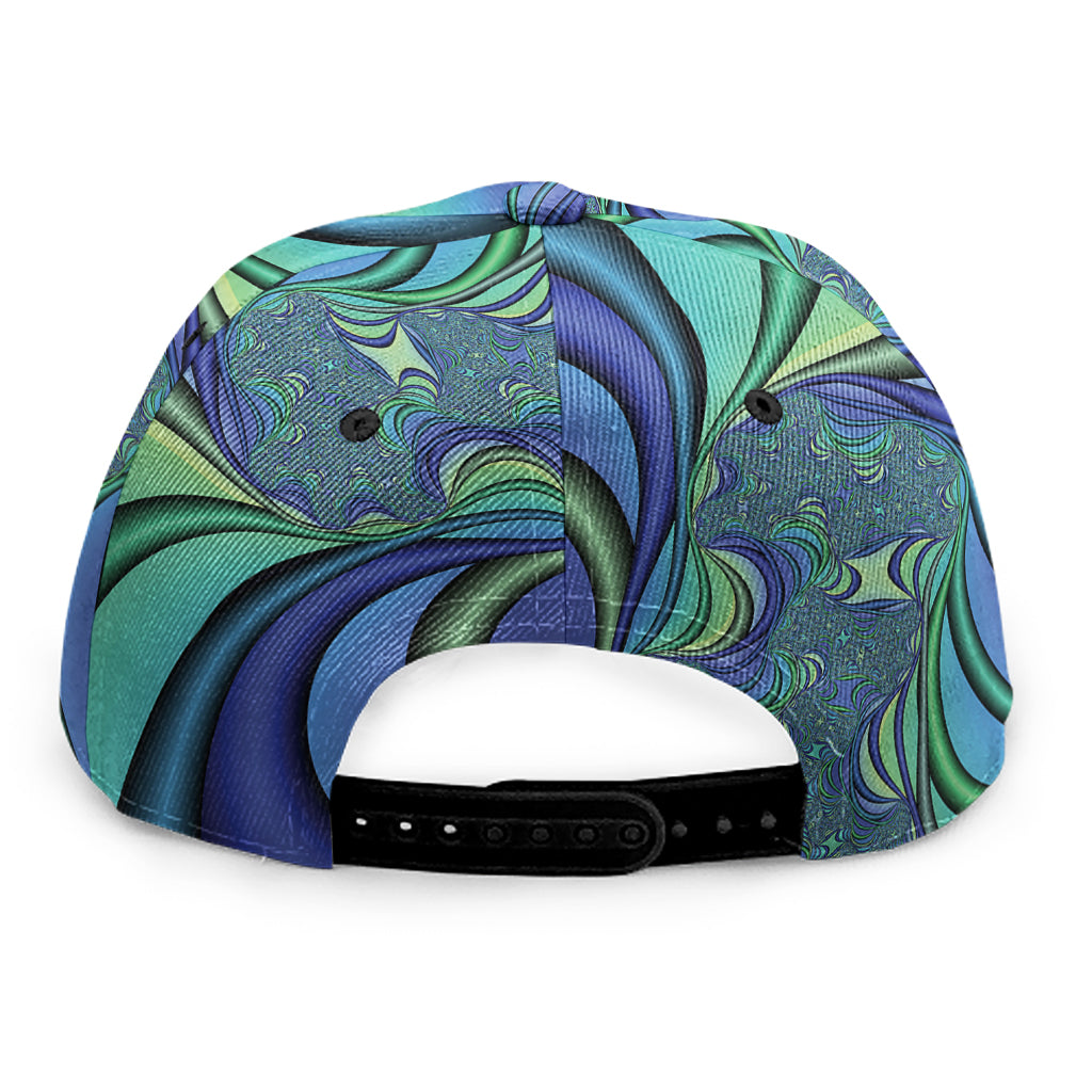 Blue Fractal Print Snapback Cap