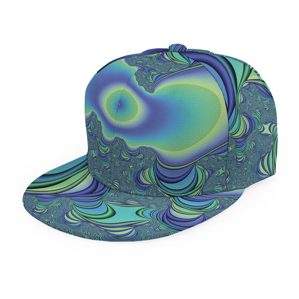 Blue Fractal Print Snapback Cap