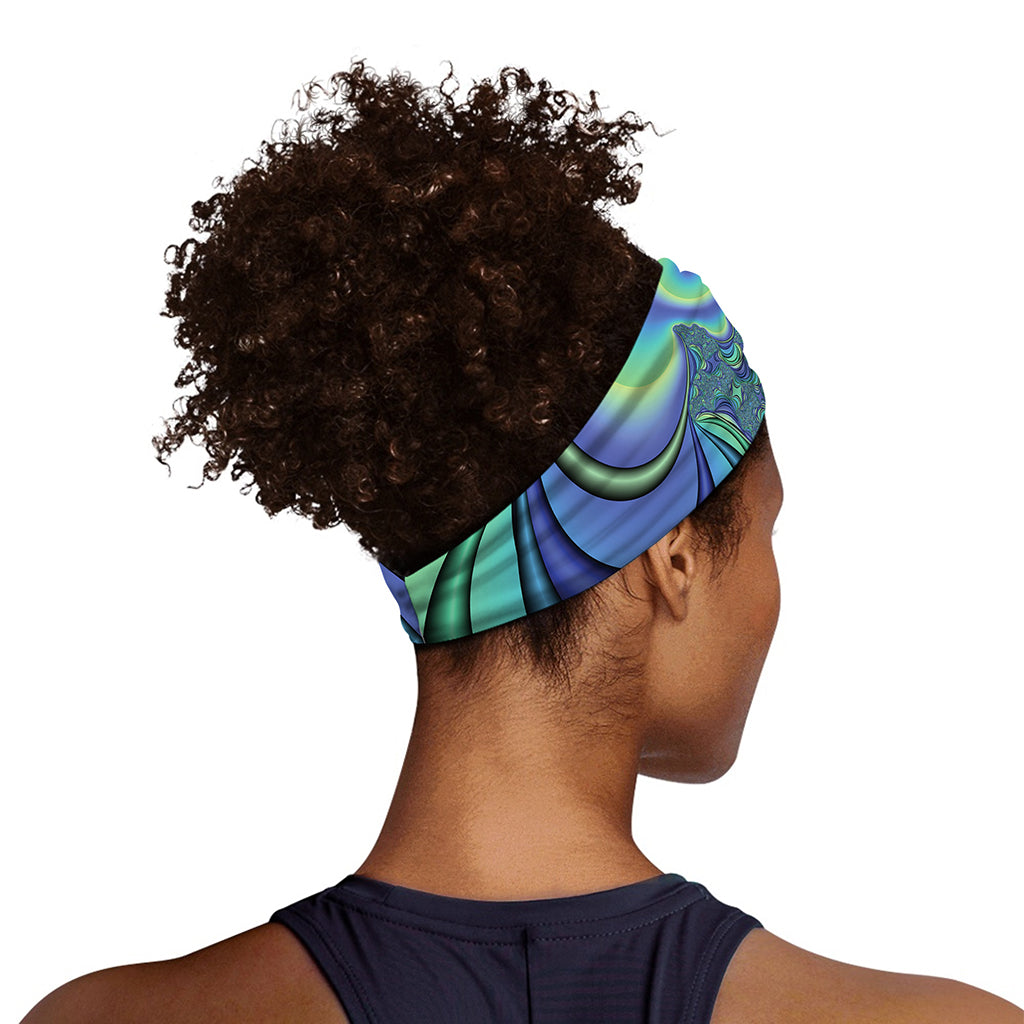 Blue Fractal Print Sports Headband