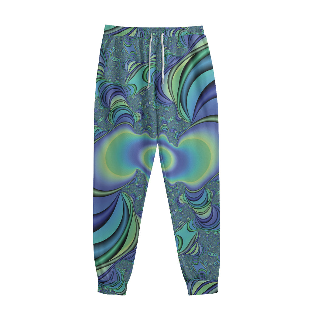 Blue Fractal Print Sweatpants