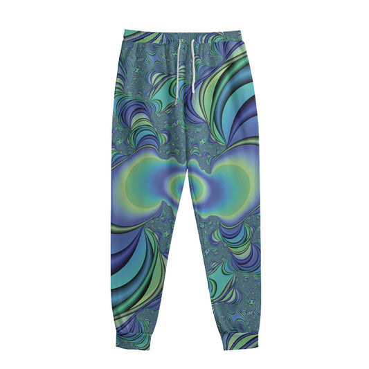 Blue Fractal Print Sweatpants