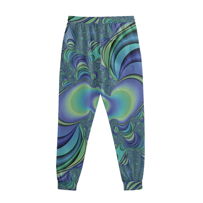 Blue Fractal Print Sweatpants