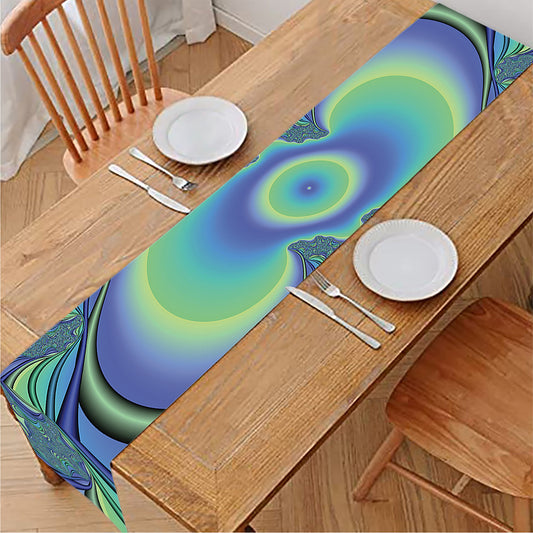 Blue Fractal Print Table Runner