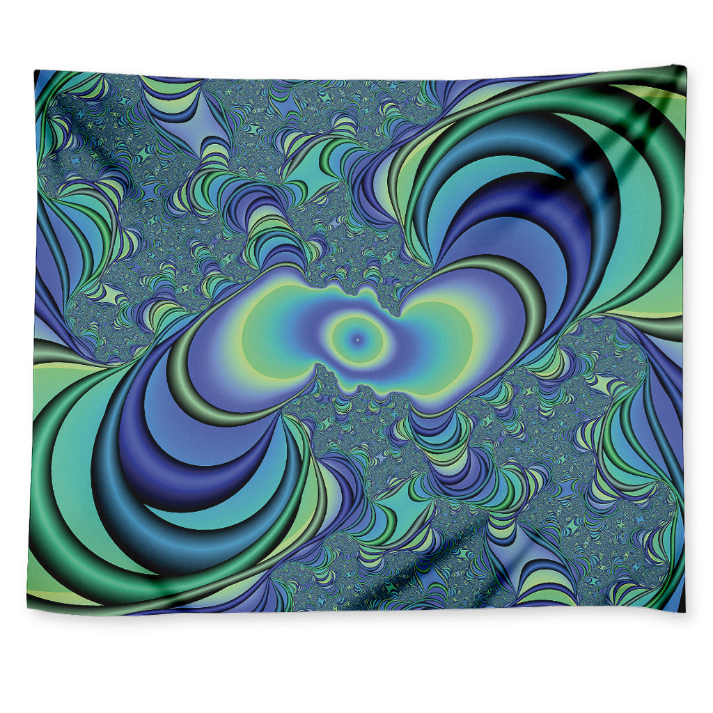 Blue Fractal Print Tapestry