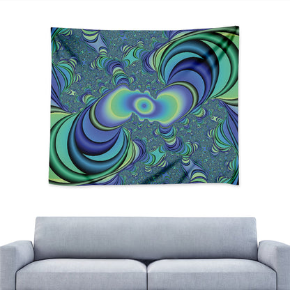 Blue Fractal Print Tapestry