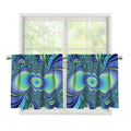 Blue Fractal Print Tier Curtains