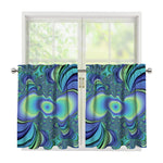 Blue Fractal Print Tier Curtains