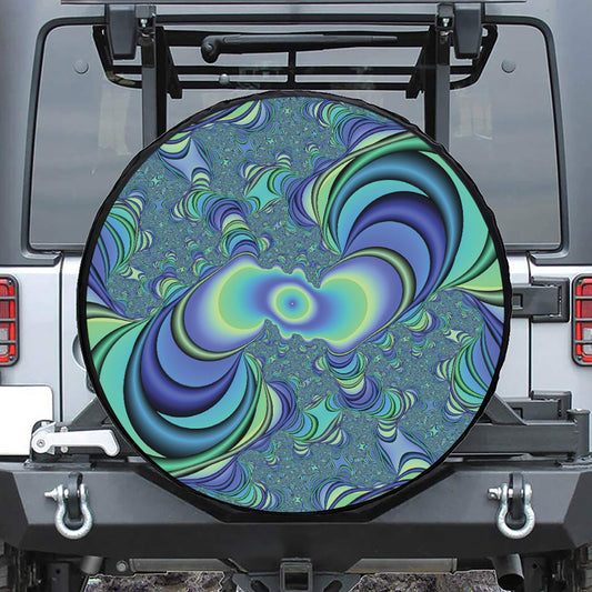 Blue Fractal Print Tire Cover