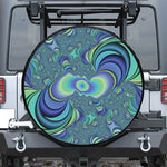 Blue Fractal Print Tire Cover