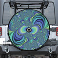 Blue Fractal Print Tire Cover With Camera Hole