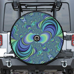Blue Fractal Print Tire Cover With Camera Hole
